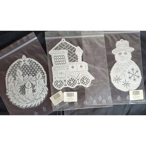German Lace Christmas Tree Ornaments Snowman, Advent Calendar, Locamotive Train